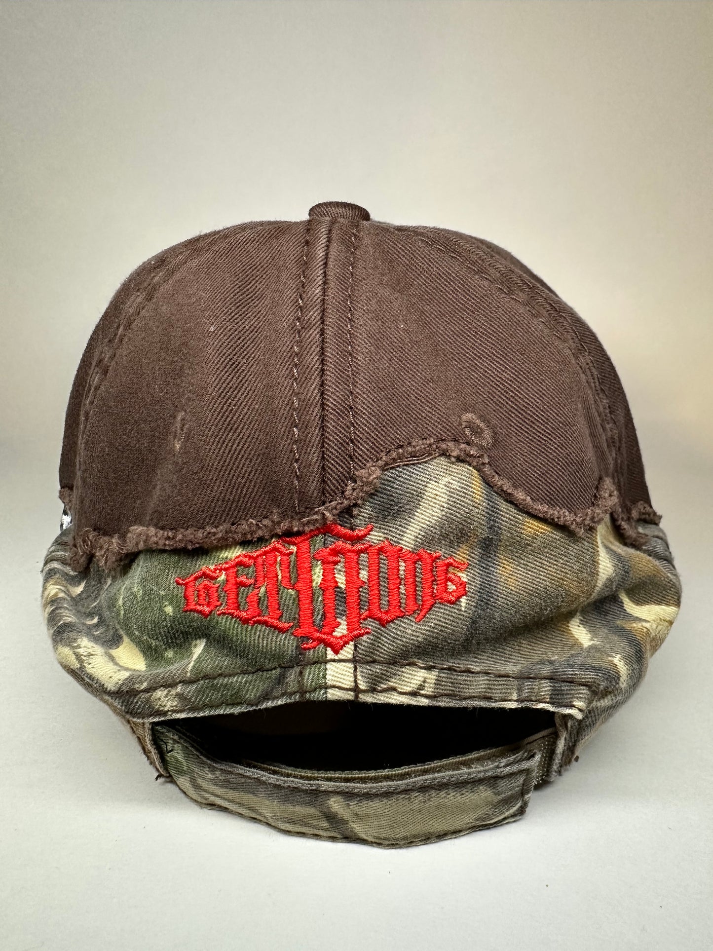 WE DON’T DIALL 911 HAT|RIPPED BROWN|